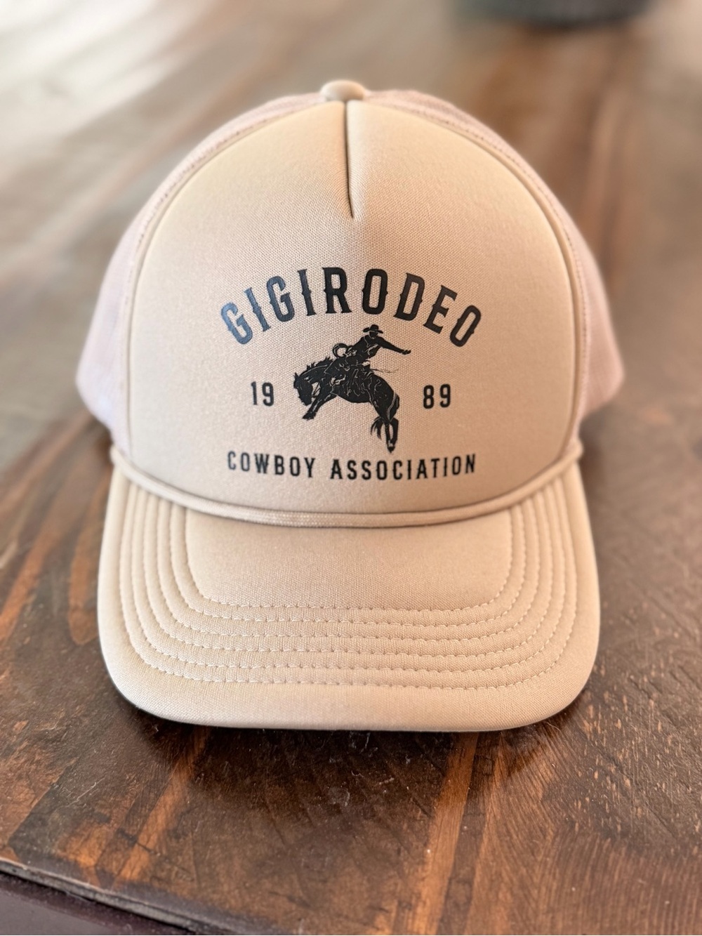 GIGI PIP Beige Cowboy Association Trucker Hat